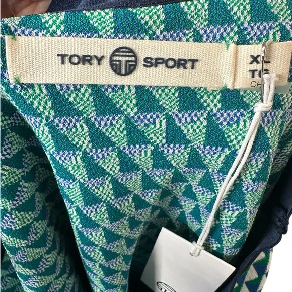 Tory Sport Tech Knit Geo Print Skirt Size XL Blue Green Vineyard Sailboat Print